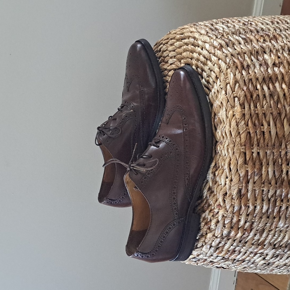 Cole Haan Mens Classic Brown Leather Wingtip Oxford Dress Shoes Lace Up‎ Size 10